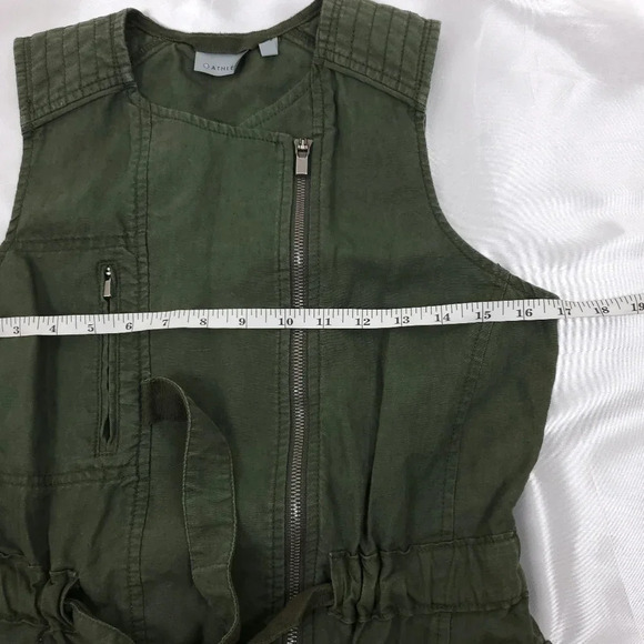 Athleta Wanderabout 100% linen olive green utility tunic vest xs zip-up top xs - Picture 5 of 14